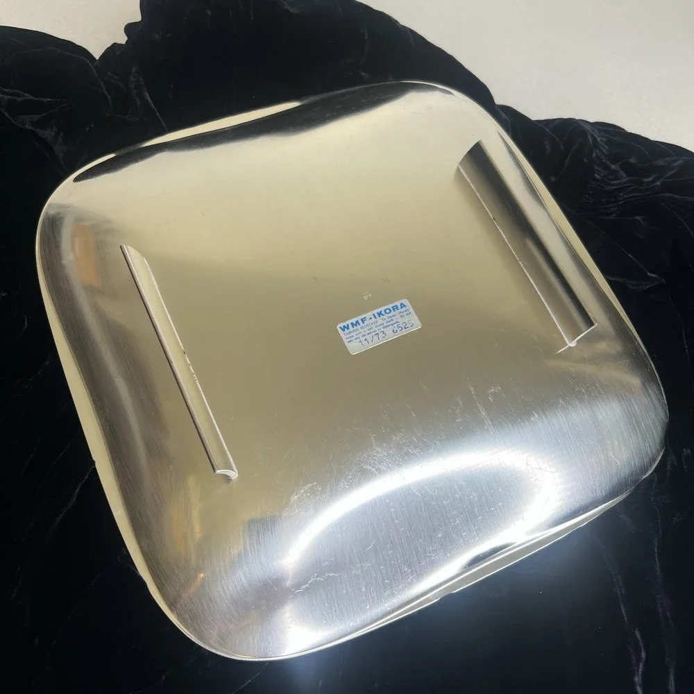 Vintage WMF-IKORA Silver Plated Footed Plate Tray Swirl 1 Brushed Finish GERMANY